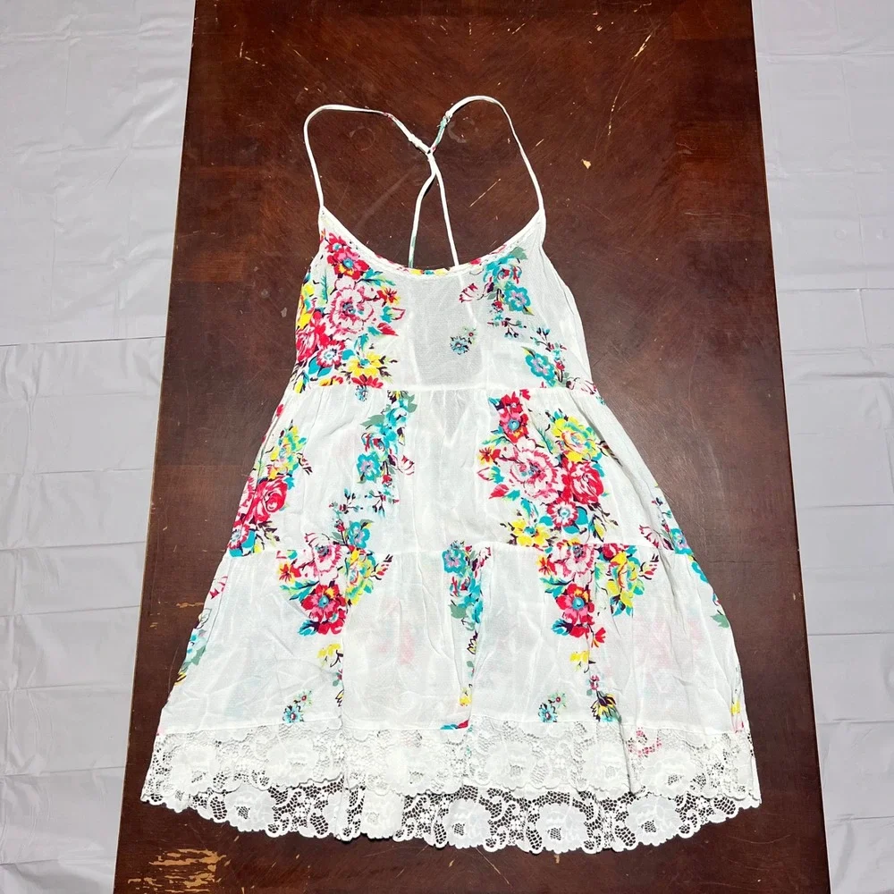 In Bloom by Jonquil Floral Robe and Chemise Set White Lace Trim Small KOK110